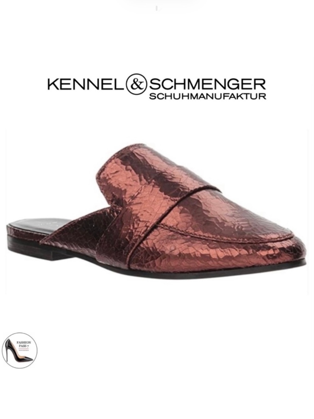 Kennel & Schmenger Tara Metallic Leather Flat Mule Slip-On Loafers Luxury Shoes